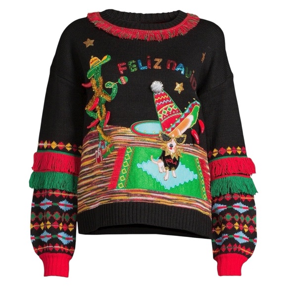 Holiday Time Feliz Navidad Ugly Christmas Sweater Party — Size 1X (16W–18W) - Picture 1 of 8